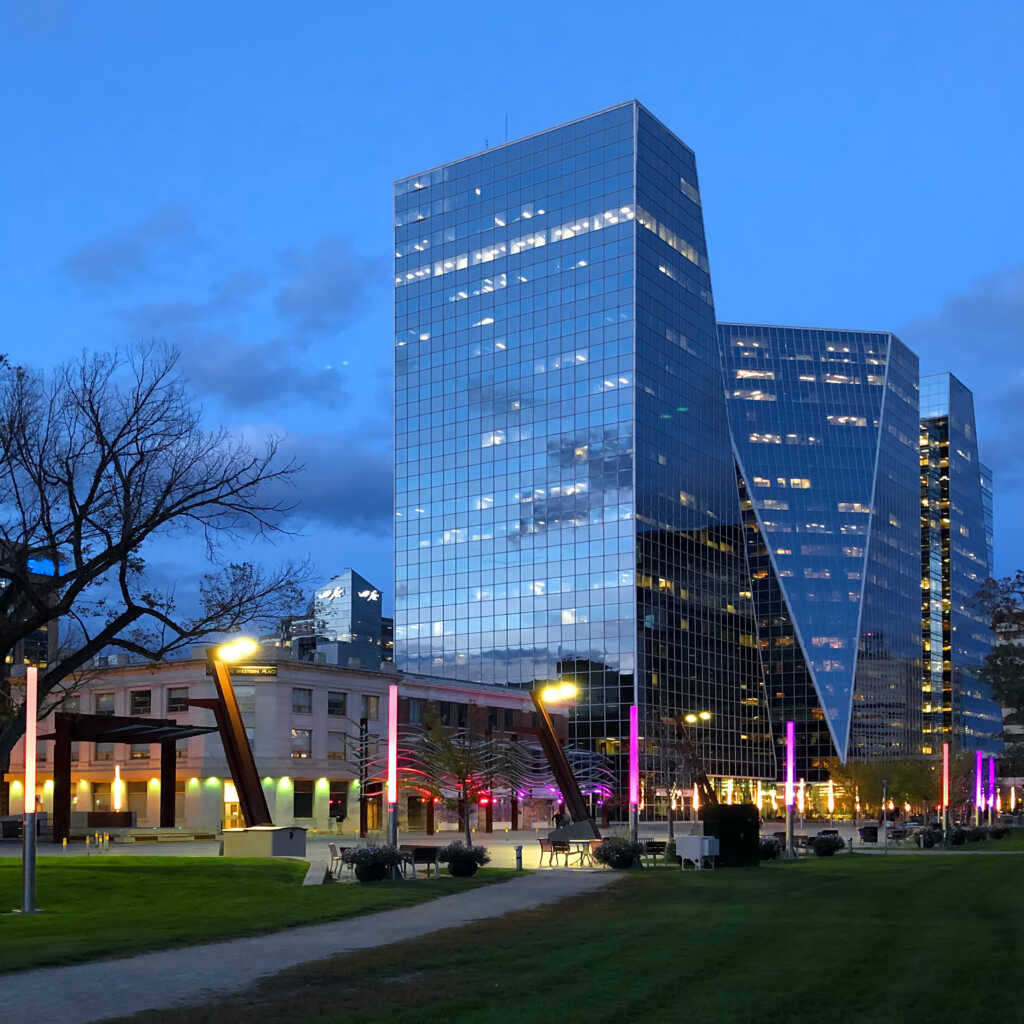 Regina, Canada city center at night